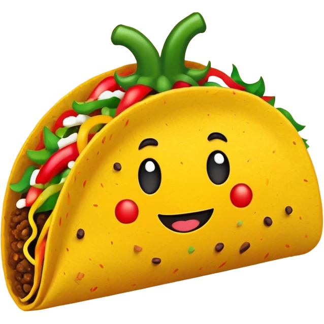 Mexican cuisine humanless avatar in bright style illustration. Taco with peppers, colorful palette, simple shapes, flat design, festive and bold. emoji