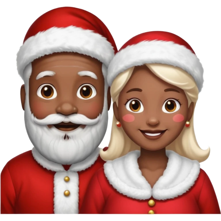 Black Santa with White Mrs. Santa emoji