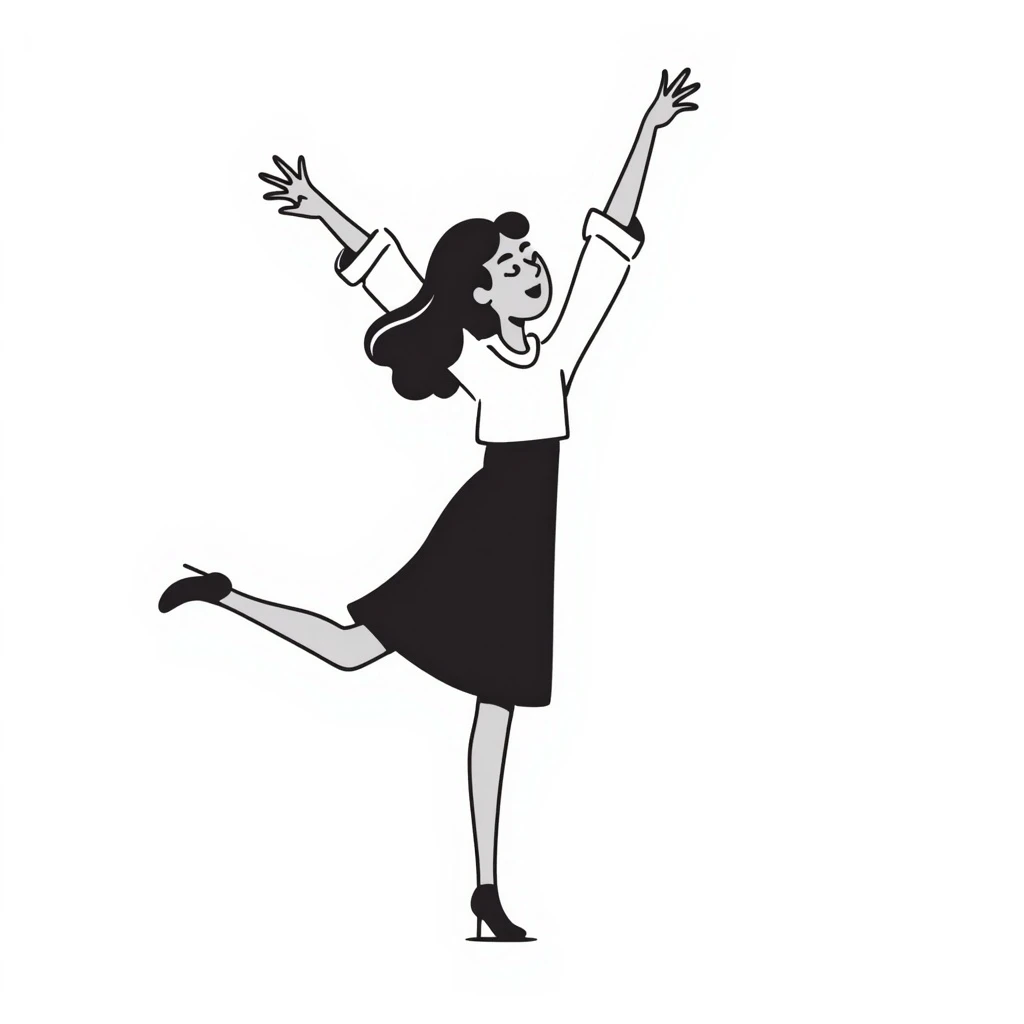 a dancing woman in hand drawn doodle style emoji