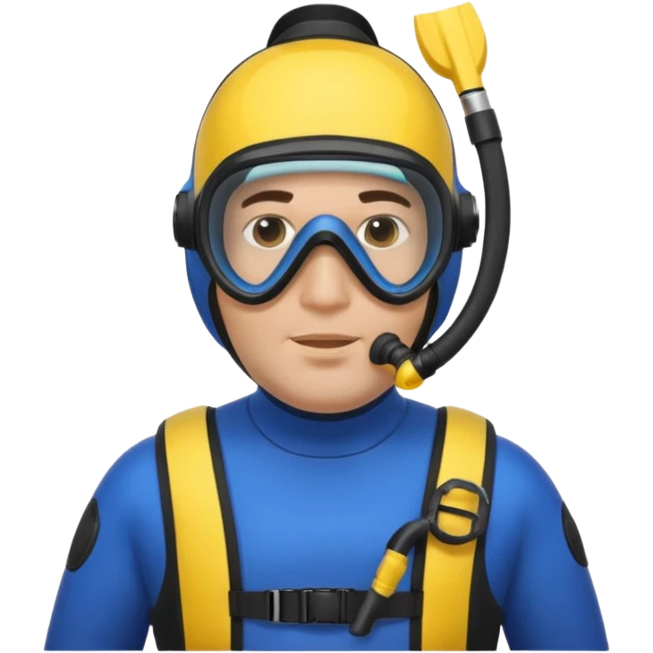 Man 38 dark hair, mideteranean, slightly overweight, scuba diving. Portrait emoji