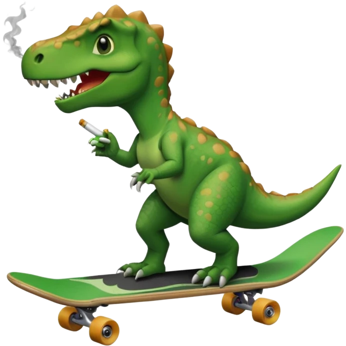 a dinosaur riding a skateboard smoking a cigarette  emoji