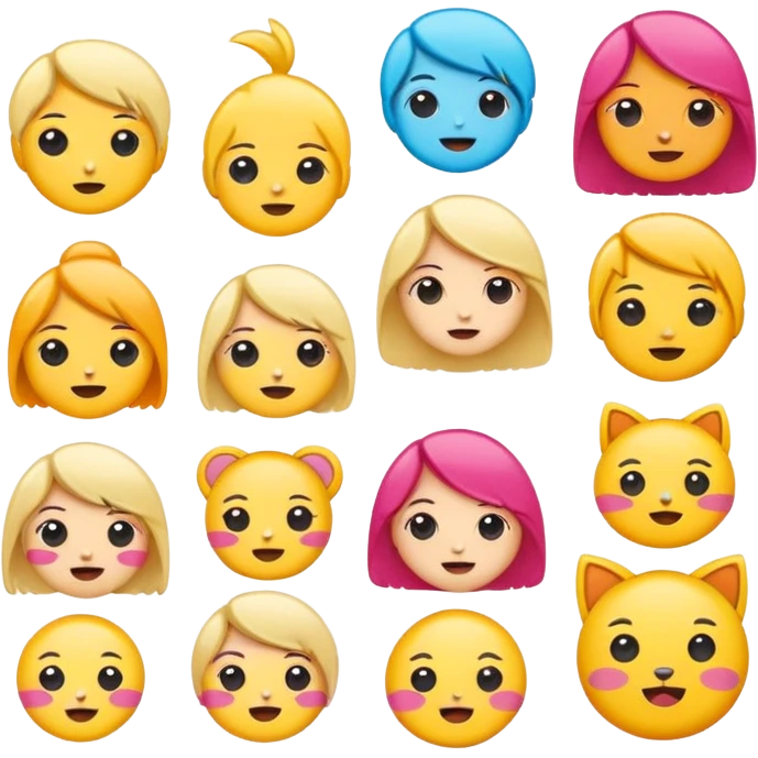 Cute cartoon sticker, simple flat design, bold outline, bright colors, chibi style, expressive face, minimal background, vector style, high contrast, emoji-like, transparent background, sticker pack style emoji