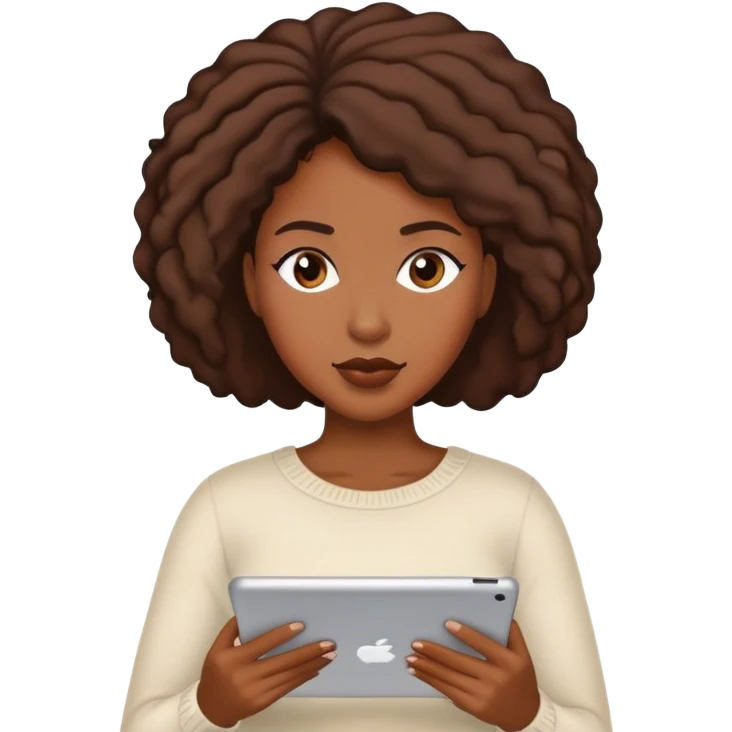 Black woman reading iPad emoji