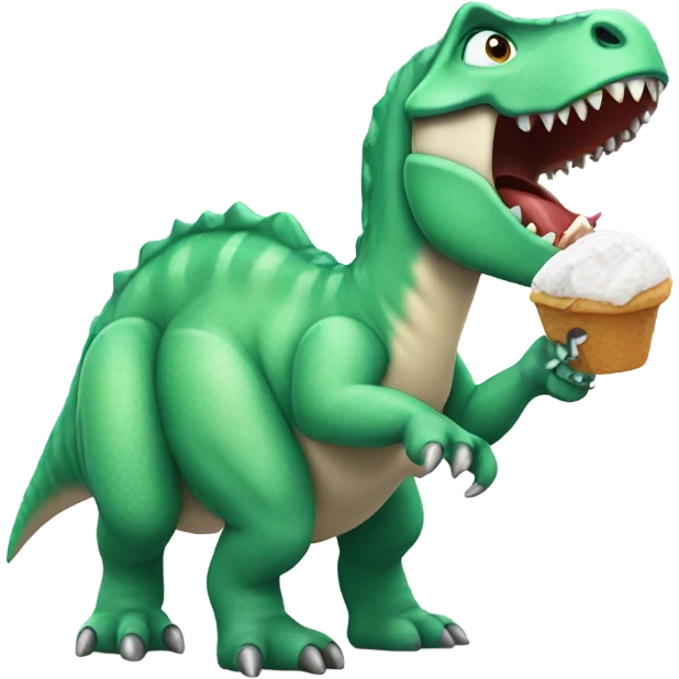 dinosaur eating icecram emoji