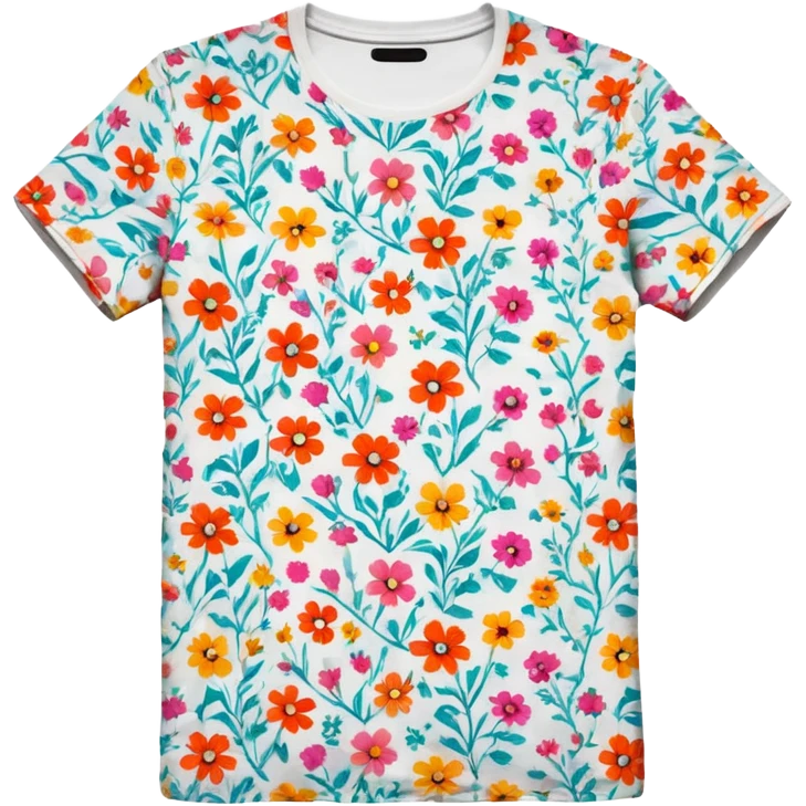 floral pattern graphic tee shirt emoji