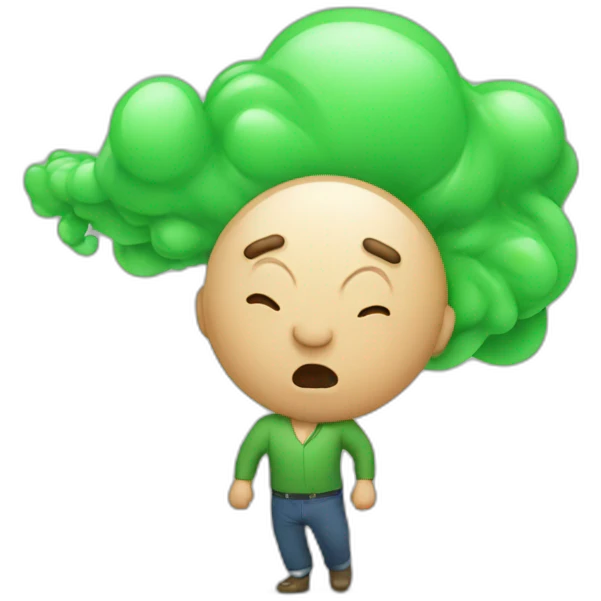 man farting with green wind emoji