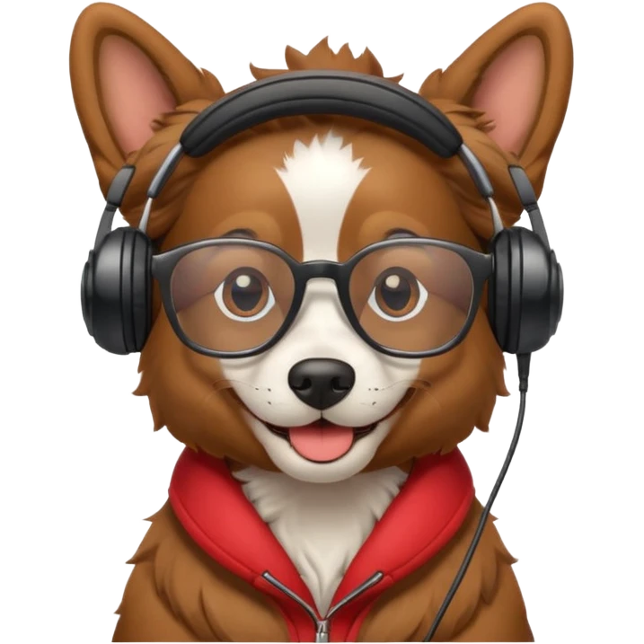 Un perro con lentes y audífonos  emoji