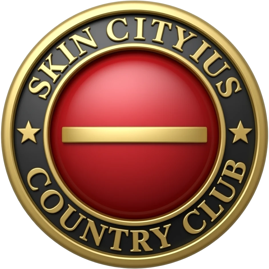 skin city country club with a line in the middle red black gold crest emoji