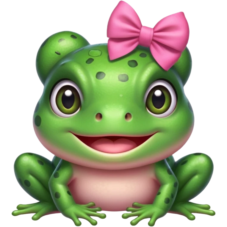 cute frog with a pink bow, portrait, bust up emoji
