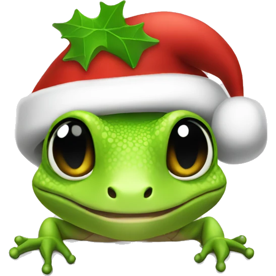 Gecko with Christmas hat emoji