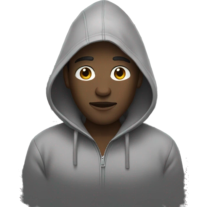 black grayscale man in a hooded jacket emoji