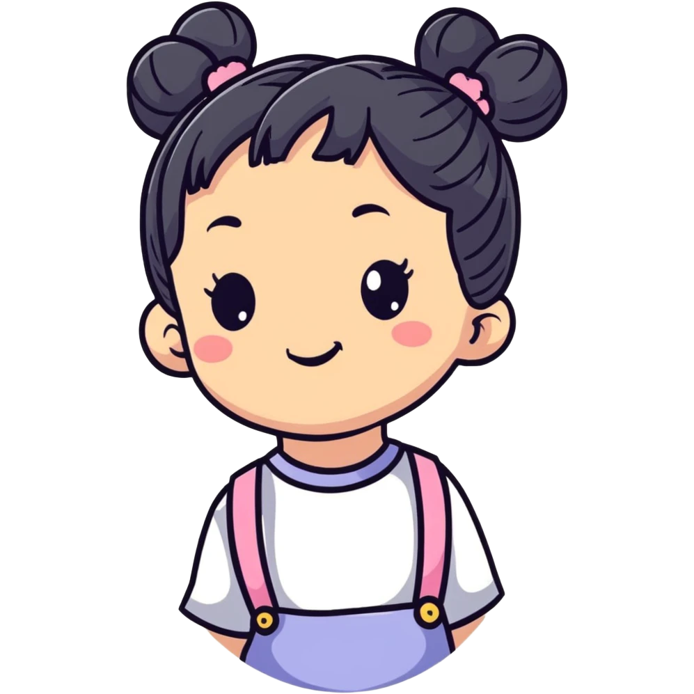 cute cartoon girl with pigtails emoji