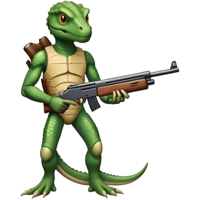 reptilian humanoid with shotgun emoji