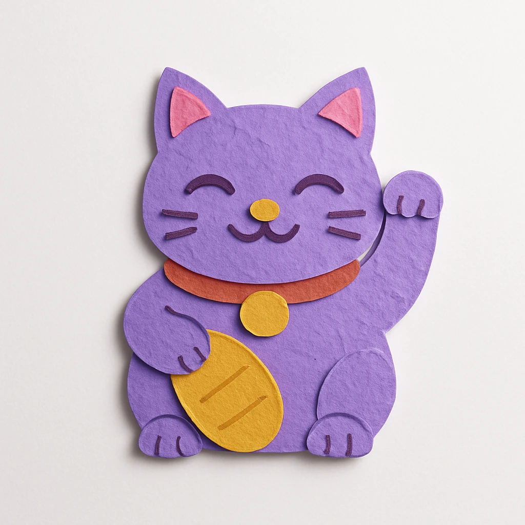 purple chinese lucky cat emoji