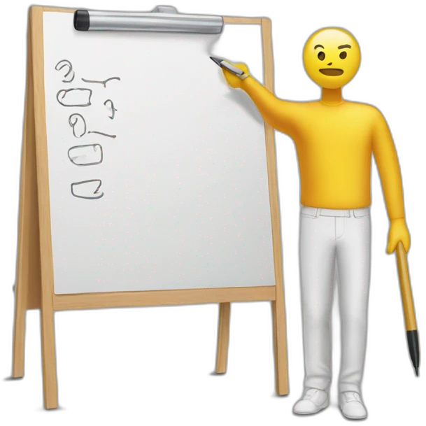 Man writing on a marker board emoji