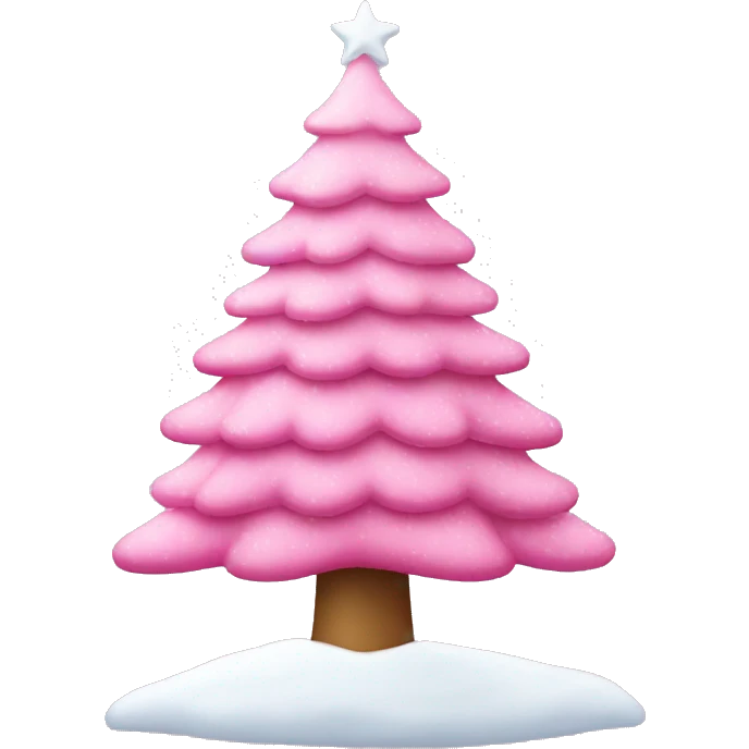 pink christmas tree with snow emoji