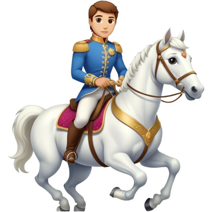 Muscle Prince Charming with short brown hair riding a horse emoji