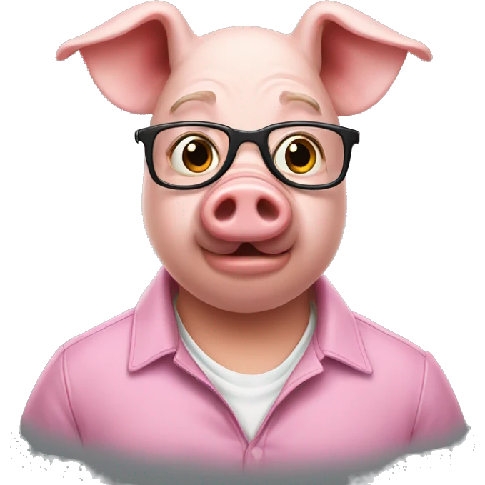 a pig nerd hybrid emoji