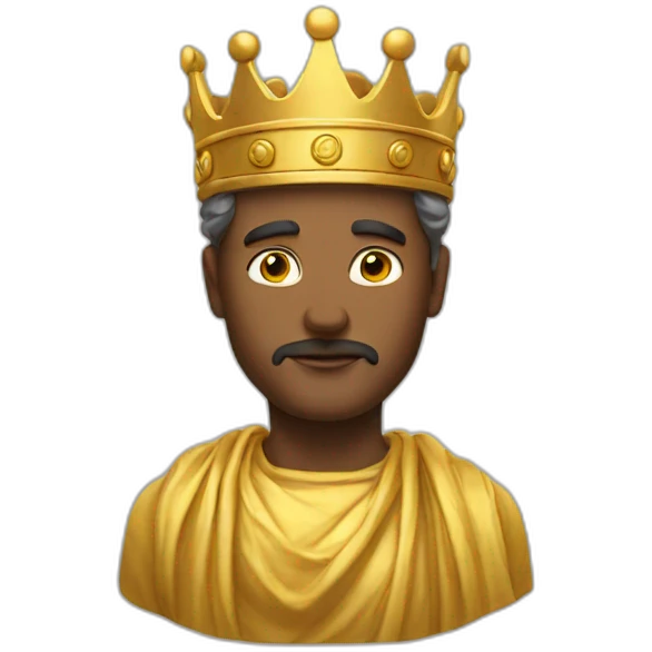 stoic person with golden leave crown on the head emoji