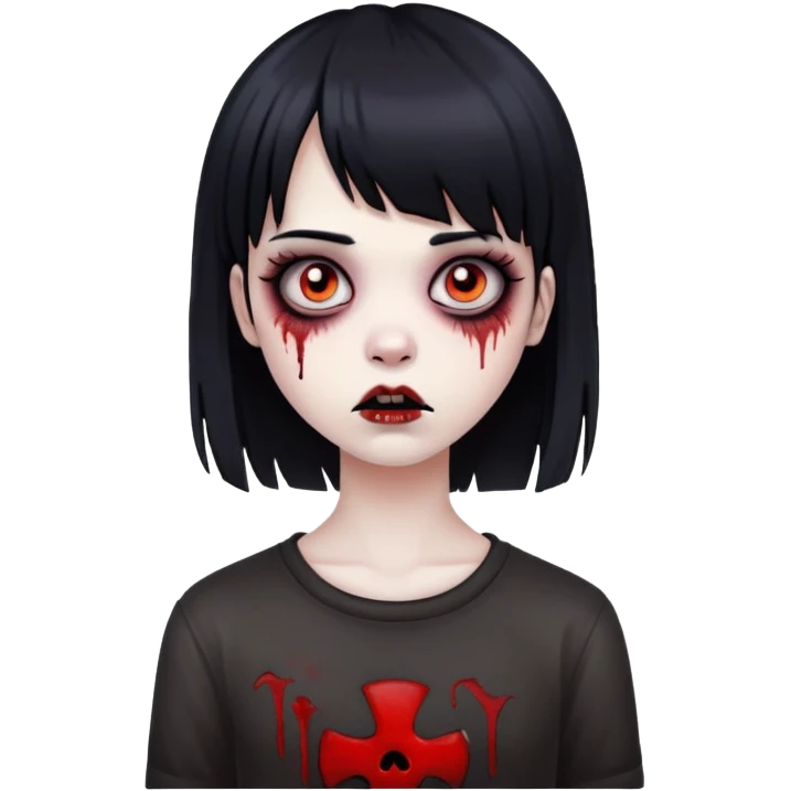 girl zombie with black hair w emo bangs emoji