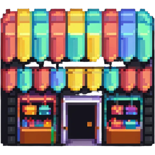 tiny simple shopping mall building icon, modern colors, minimal details, small size emoji