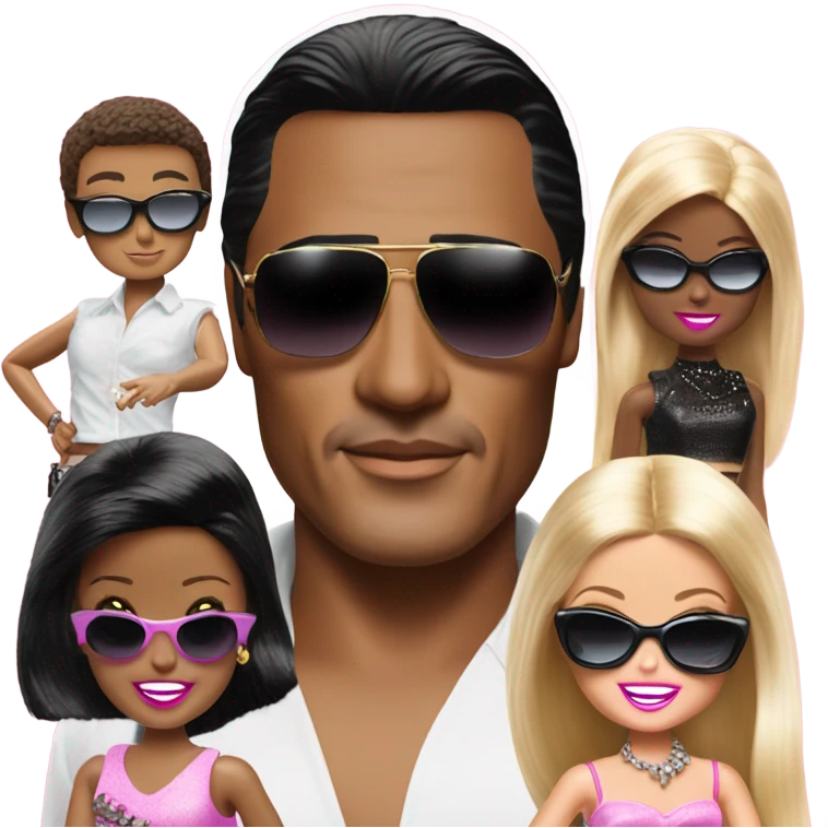 Tony Montana sunglasses with 3 Barbie’s emoji