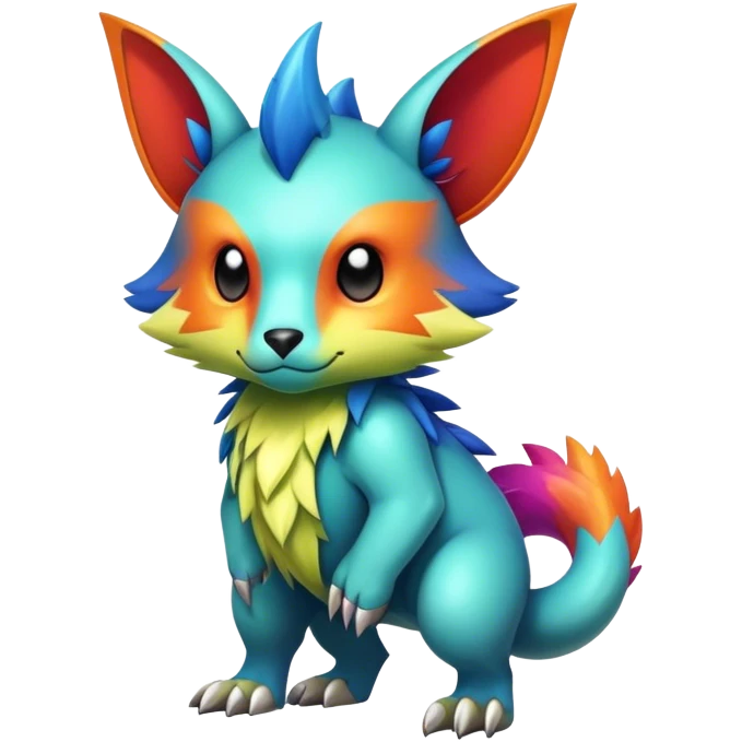 Cute cool edgy colorful fantasy animal hybrid Fakemon full body emoji