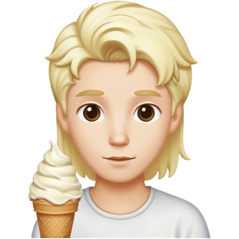 A white persom with blond icecream hair emoji