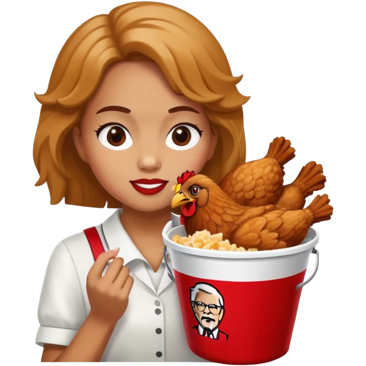 girl eating a bucket of chicken from kfc emoji