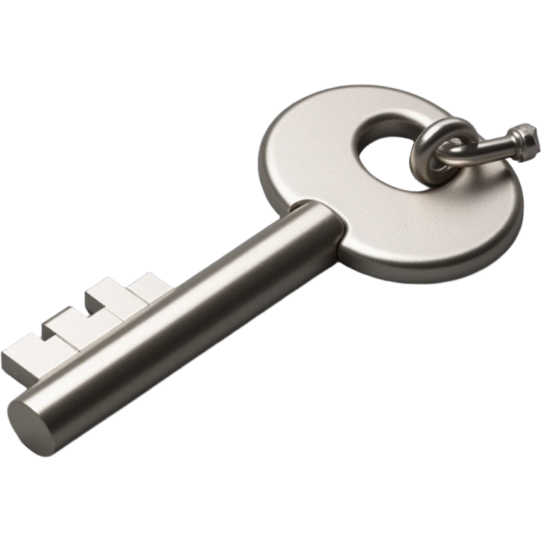 realistic metallic key, skeuomorphism icon style, detailed highlights and shadows emoji