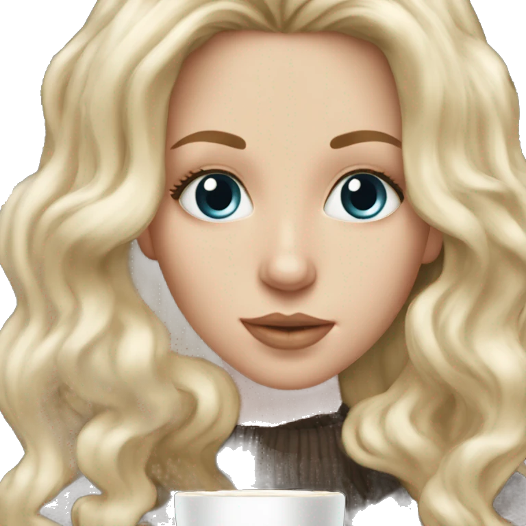 white girl pretty with blonde long hair and a hot chocolate emoji