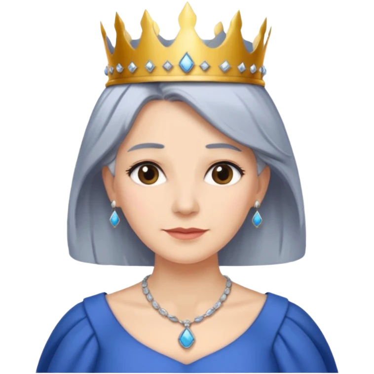 gray hair ladies with necklace and crown, with blue dress emoji