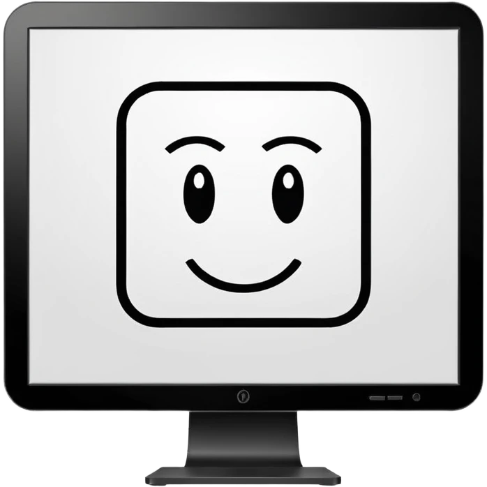 Minimalistic flat vector icon, iOS style, thin black contour on white background. Adobe Illustrator logo "Ai" inside a simple square, clean and modern, no text outside the logo, no shadows. Optionally placed on a minimal computer monitor outline emoji