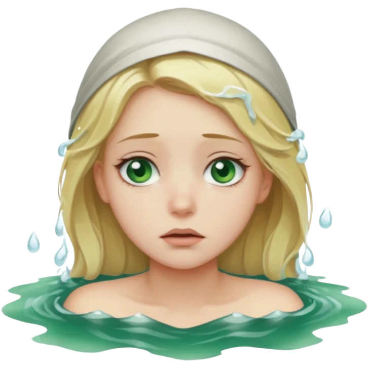 sad depressed weak cs major who is a pretty girl with blond hair and green eyes drowning on ship, very pretty very sad and weak emoji