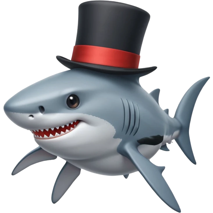 Shark with a top hat emoji