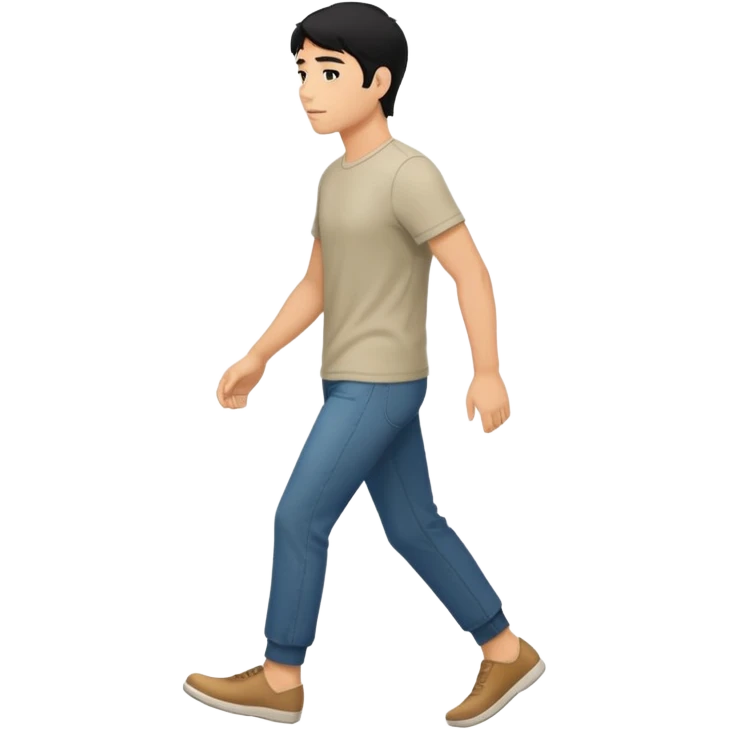 The Walking Man black hair all body from the side and taking a step emoji