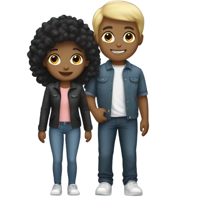 black hair boy with blonde girl emoji