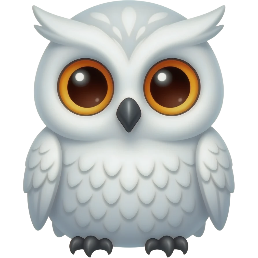 Cute kawaii baby white owl with orange and red eyes emoji