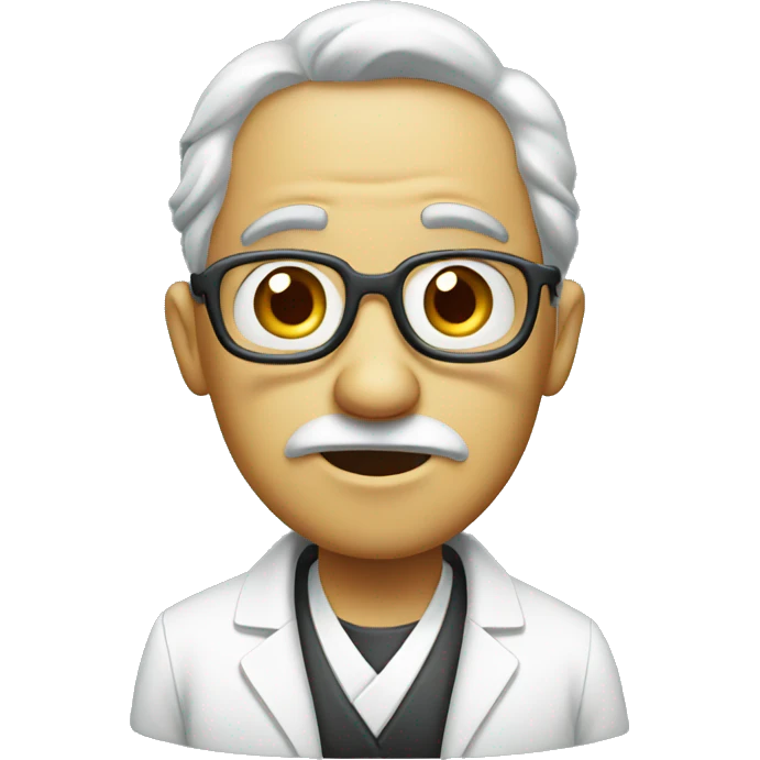 A confused looking chemist emoji