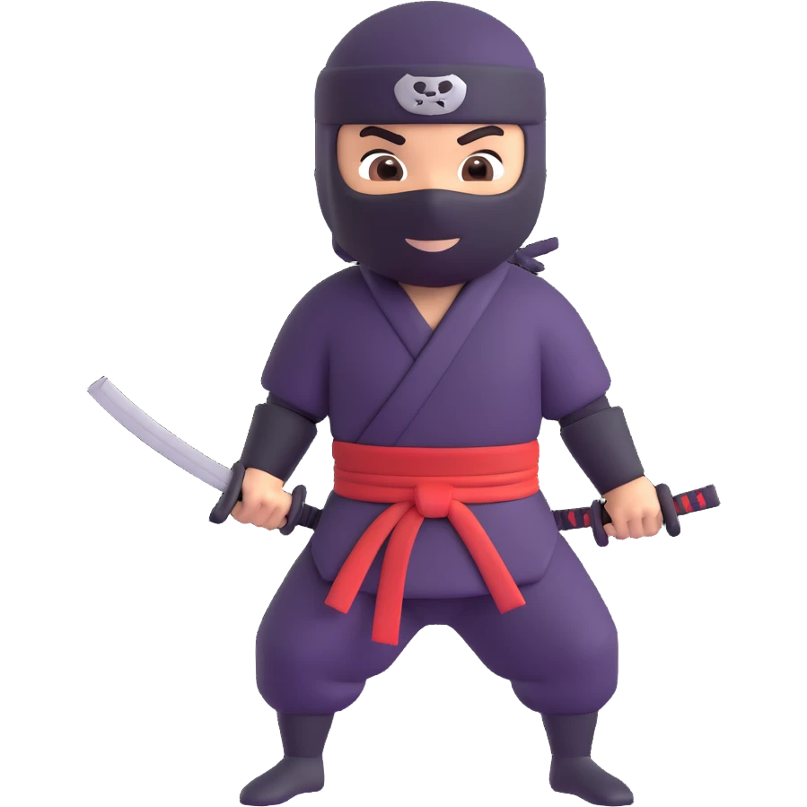 happy ninja, simple, clear expression emoji