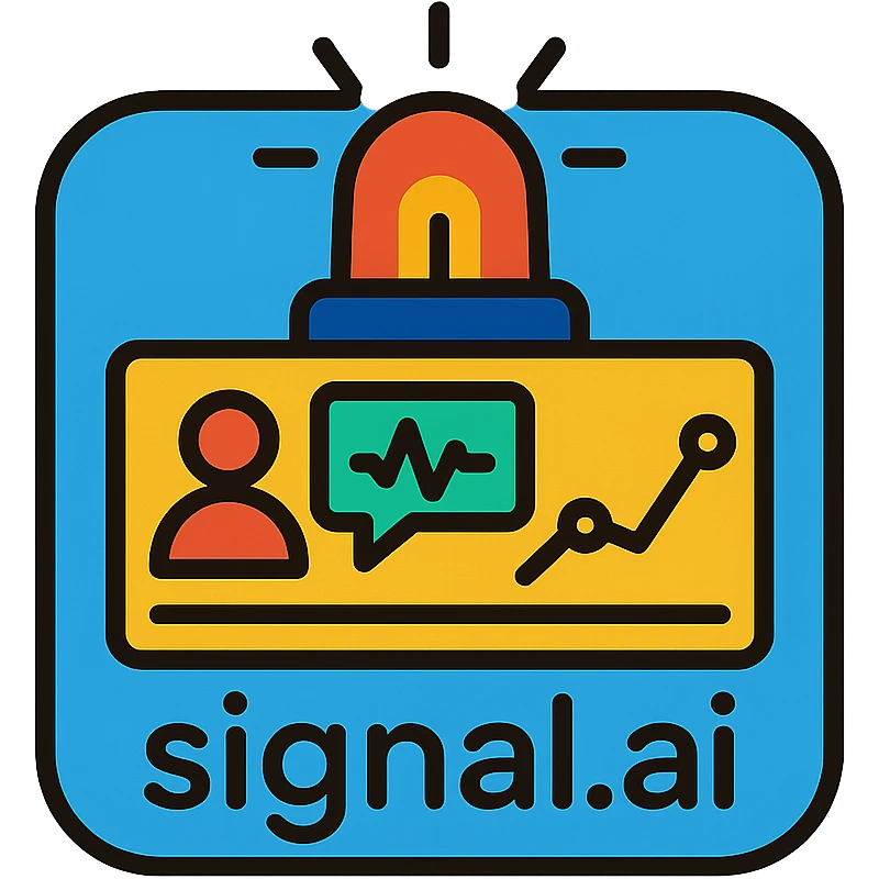 icon for a product called signal.ai, a dashboard for first responders, modern, tech-inspired, with emergency and communication motifs, clean lines, bold colors emoji