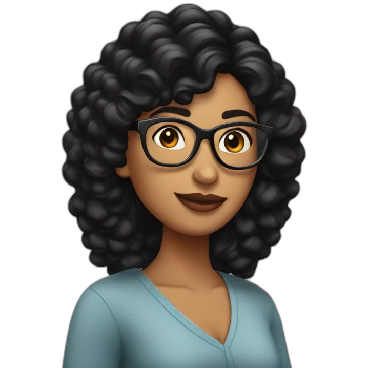 Mujer morena cabello negro con lentes emoji