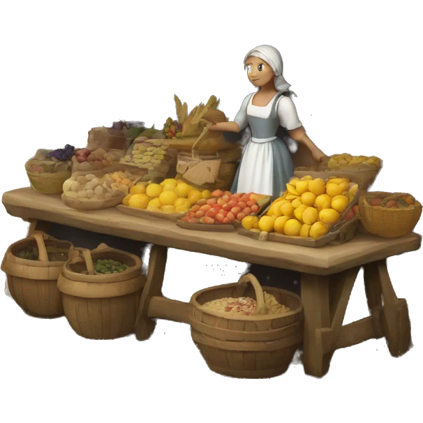 medieval market stand with maid emoji