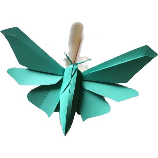 Moth made out of a book, book, newspaper, origami emoji
