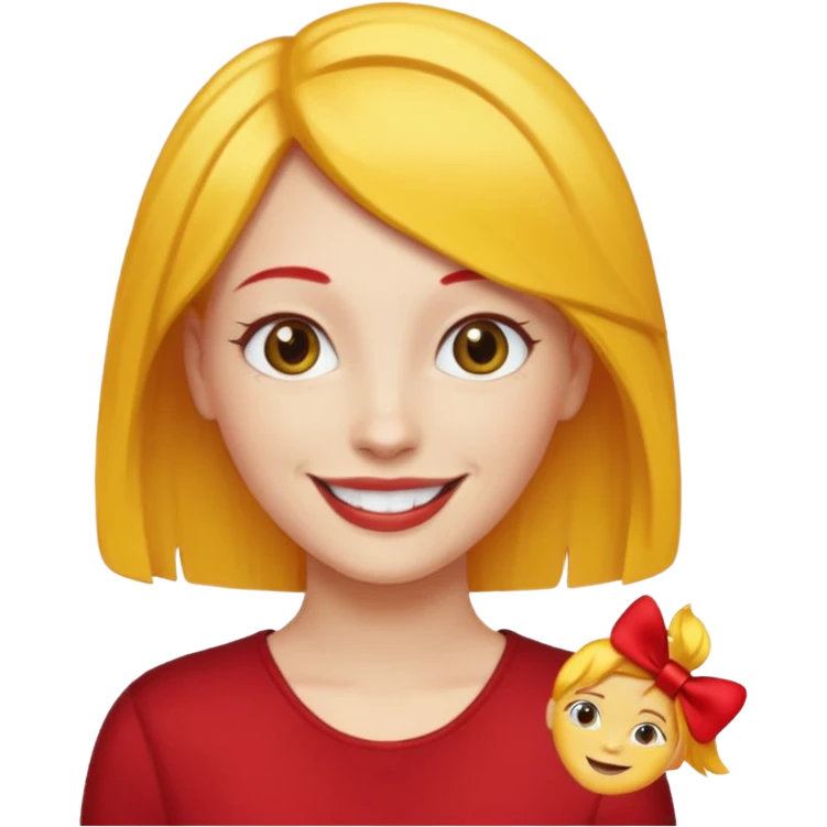 kırmızı toka takan kadın, sarı saçlı emoji