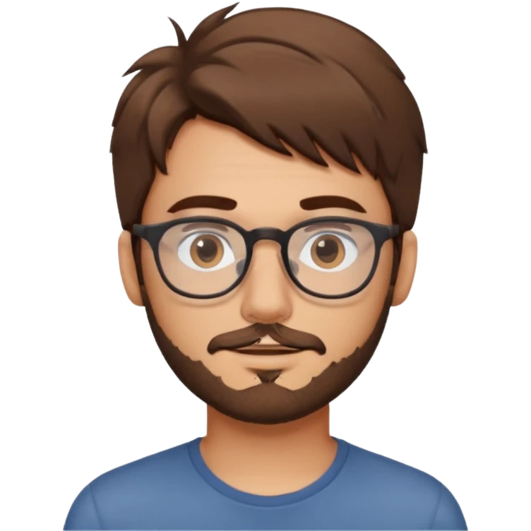 Guy with messy brown hair and thin rim glasses emoji