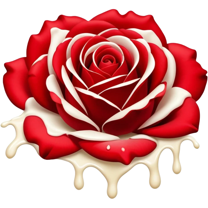 Red rose with milk splashed on it emoji