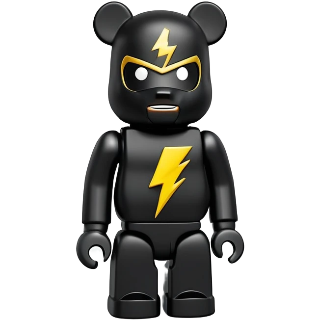 bearbrick toy wearing a black balaclava with a lightning bolt logo symbol on it emoji