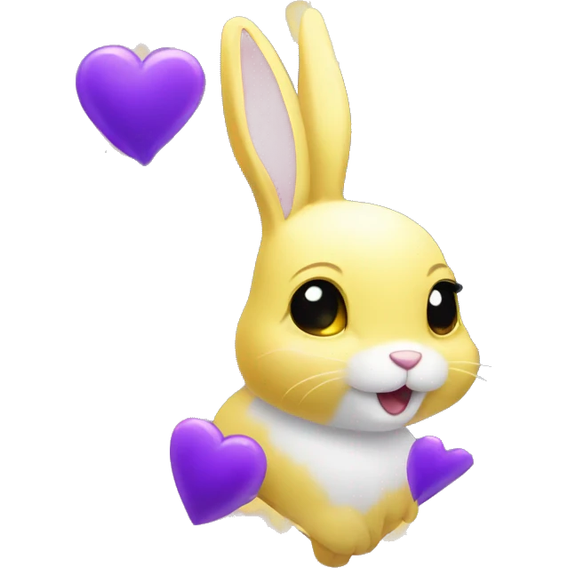 Yellow sparkles and lovely rabbit and Purple Hearts emoji