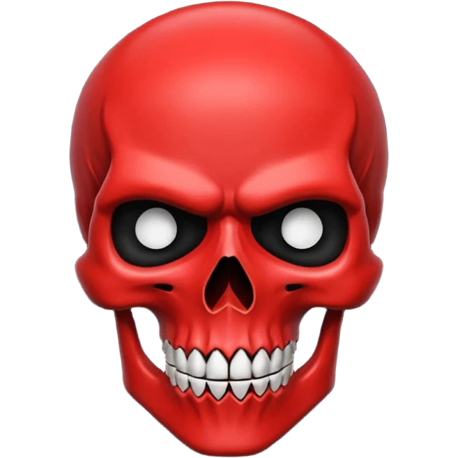 The image features a stylized red skull against a black background.
The image is composed primarily of two colors: a vibrant red for the skull and a deep black for the background. The skull occupies a large portion of the image and is drawn in a minimalist style, almost like a silhouette.  emoji
